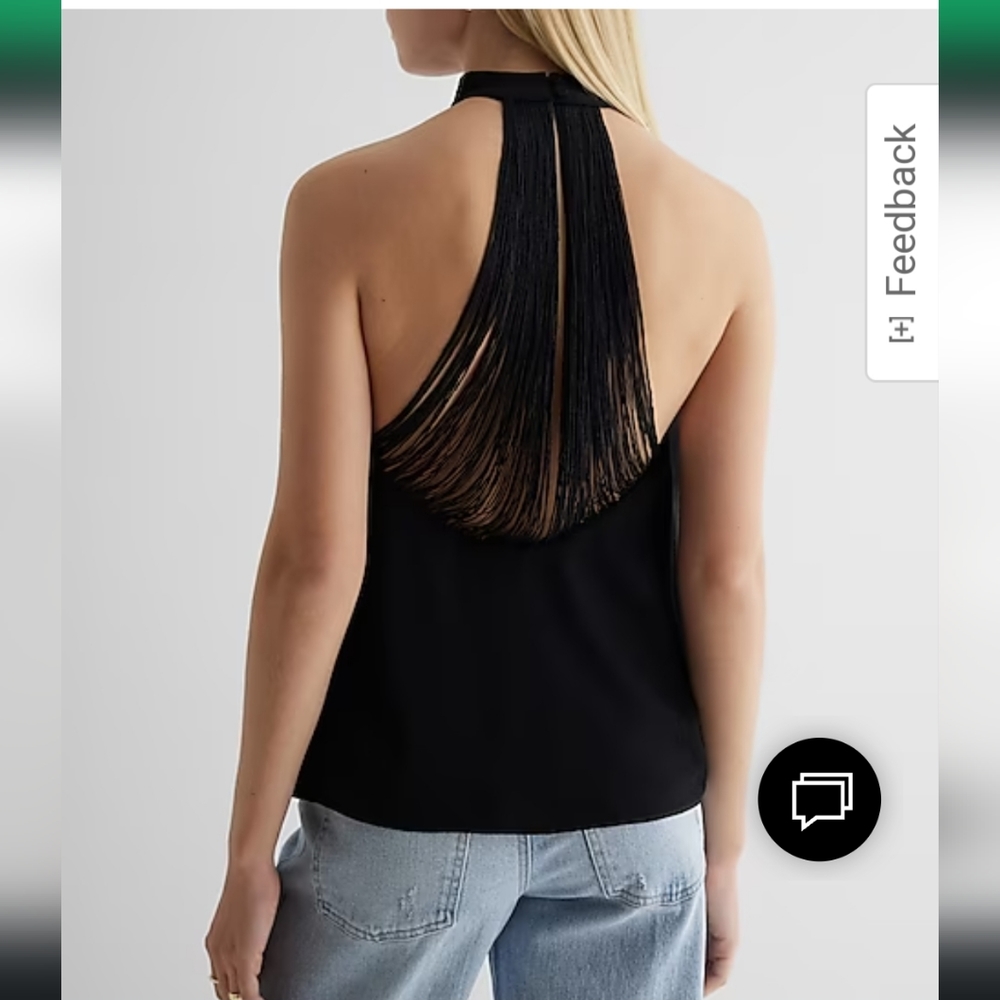 NWT Draped Halter Neck Fringe Back Top XS